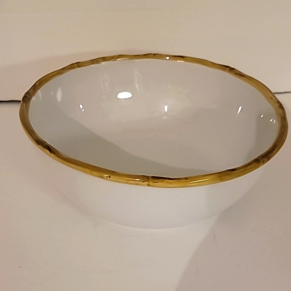 Global Design Collection Ceramic Bowl With Ceramic Bamboo Trim - Picture 1 of 4